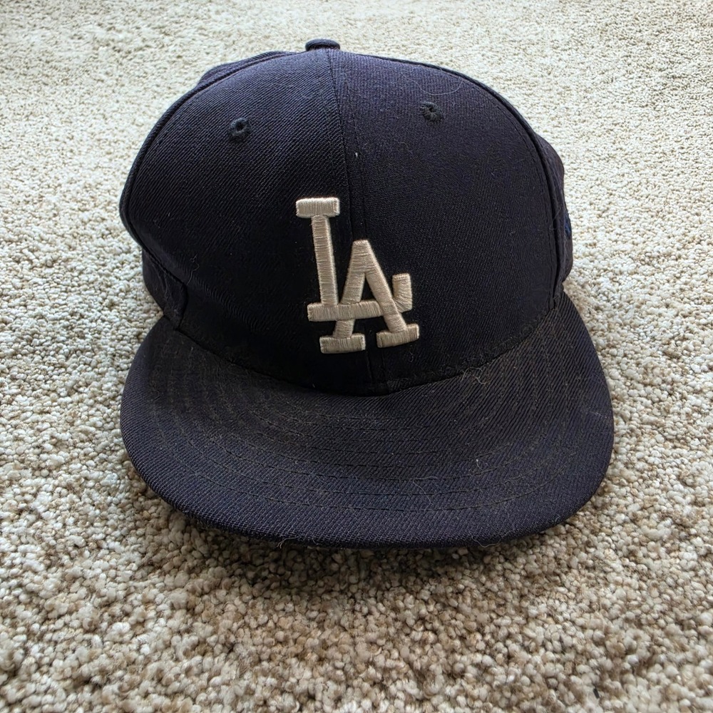 Los Angeles Dodgers Hat Mens 7 1/2 Navy Blue Wool Fitted MLB 59FIFTY Cap New Era